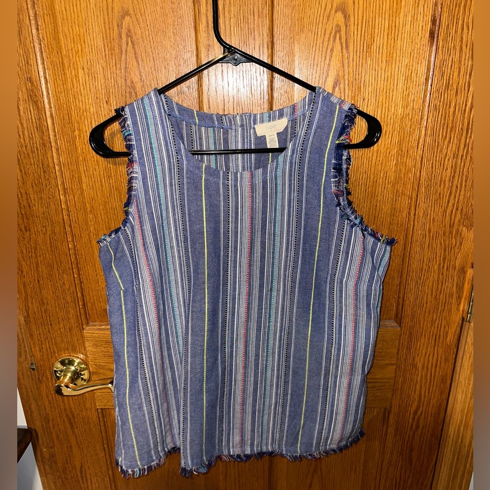 Colorful Chambray Light Multicolor Top w Botton Back Detail